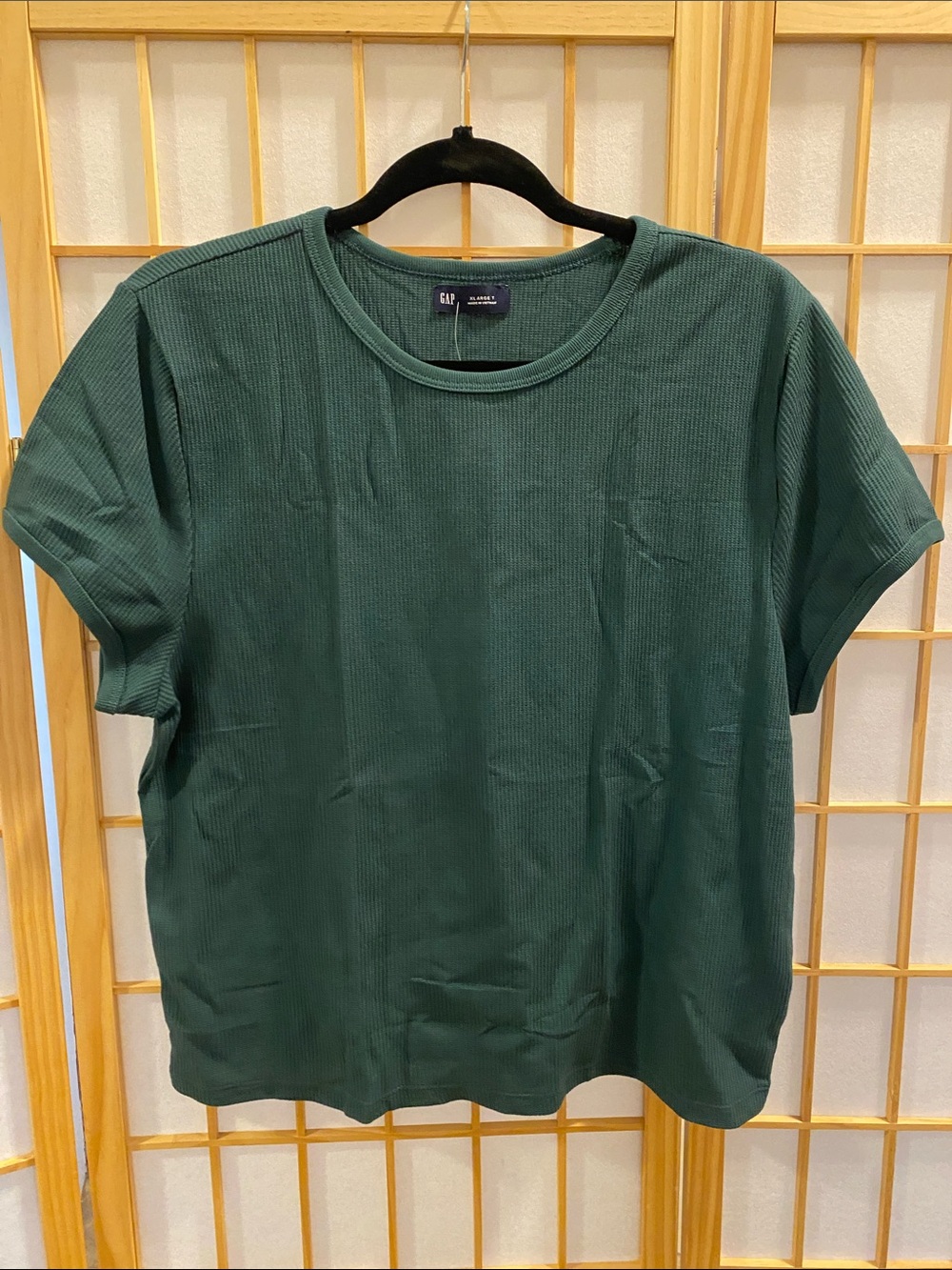 GAP NWT Women's Short Sleeve Baby Waffle Crew Tee in Hunter